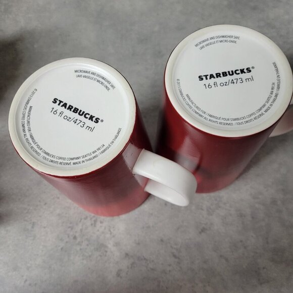 Two Starbucks 2015 Red Mermaid Siren Coffee Mugs 16 oz - Picture 7 of 8